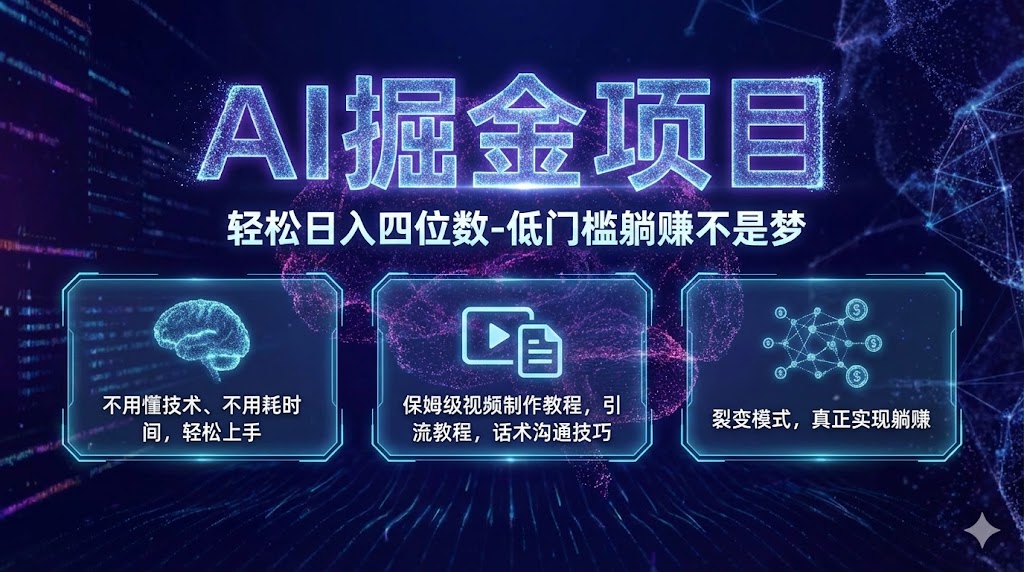 【自研项目】AI掘金项目—轻松日入四位数 低门槛躺赚不是梦